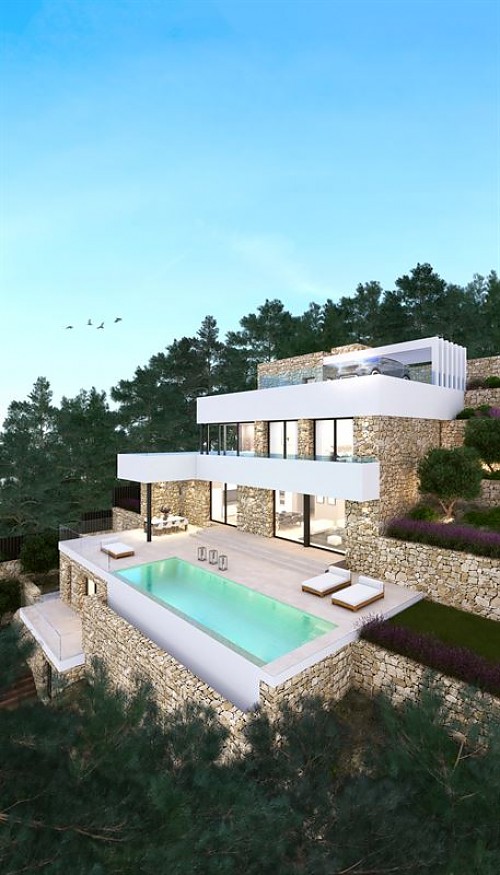 Villa de nueva construcción de alta calidad con ascensor y piscina en Moraira - Costa Blanca
